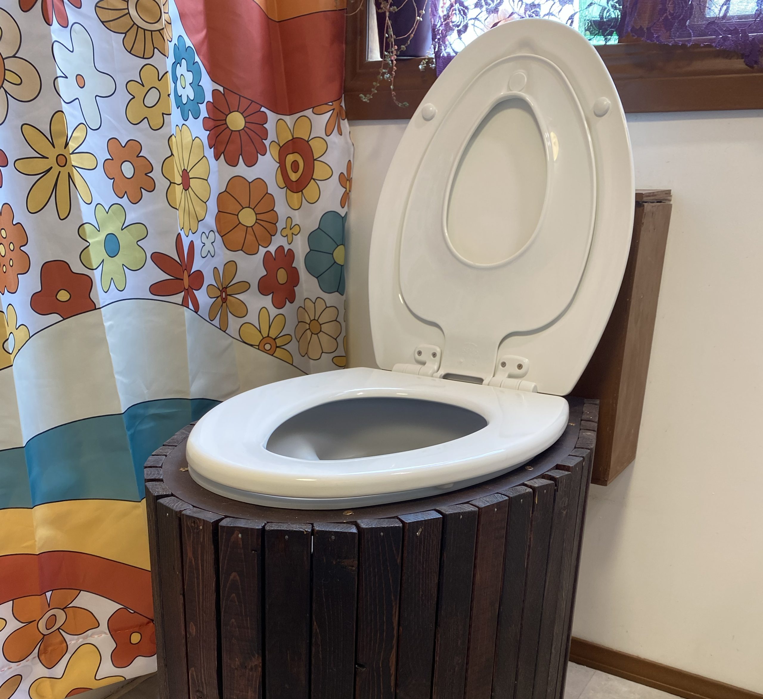DIY Throne composting toilet with kids